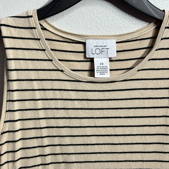 LOFT Ann Taylor Women Beige/Black Striped Shirt Size XS‎ - Picture 4 of 6
